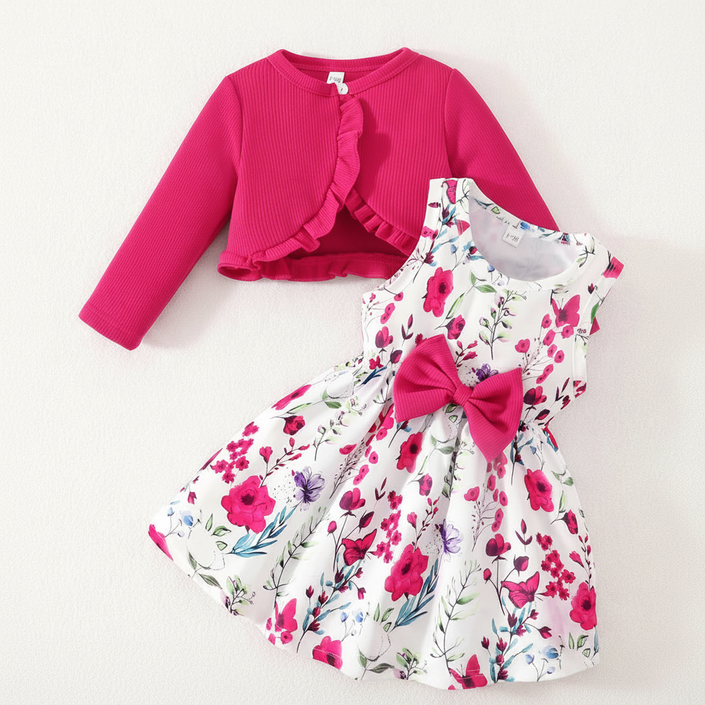 Rosy™ - Abitino con cardigan bimba